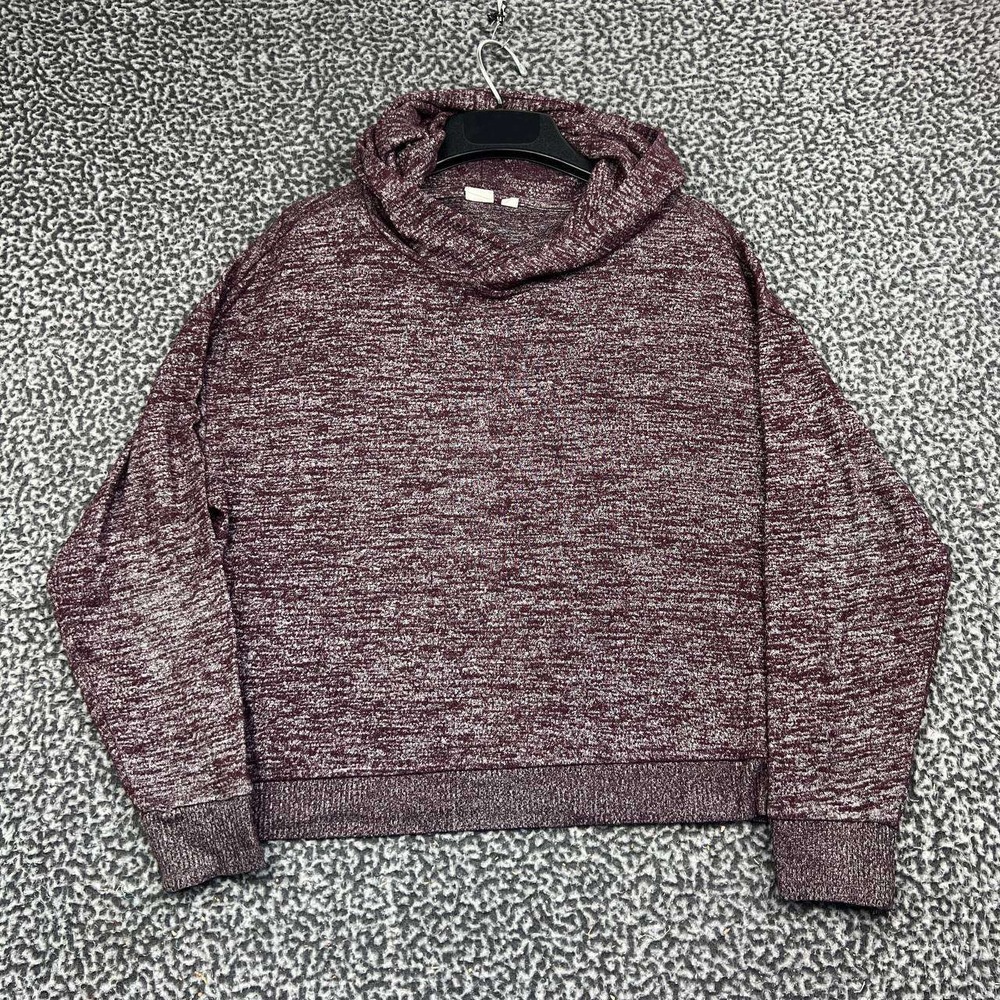GAP Sweater Women Small Maroon Space Dye Knit Pullover Hoodie